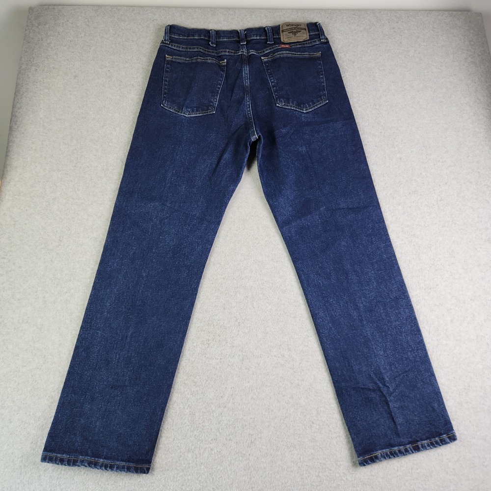 Wrangler Jeans Mens 34x30 Blue Denim Premium Quality Regular Fit Straight Leg